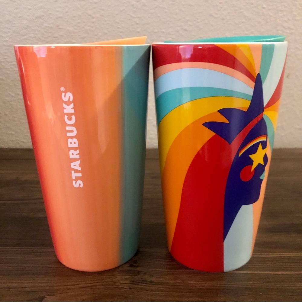 Starbucks Summer Siren Rainbow 2020 Collectible Ceramic 12 Fl oz Tumbler Mug Set